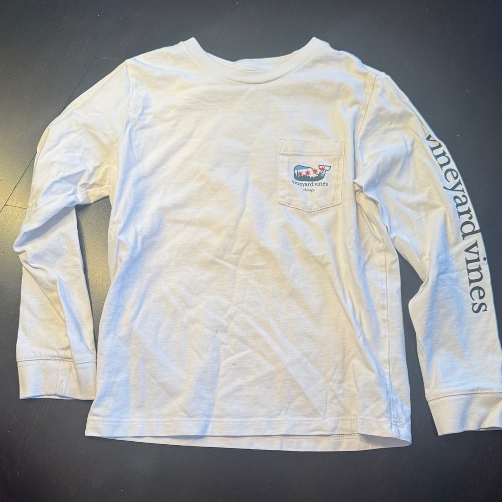Vineyard Vines Kids White Long Sleeve Tee with Logo